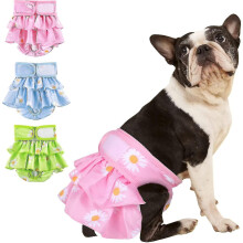 (Blue, XL) 2Pcs Washable Reusable Female Dog Diapers Sanitary Period Incontinence Panties