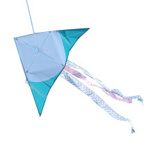 (Blue) Exquisita cometa triangular colorida con diseño de dibujos animados, duradera y fácil de volar, ideal para principiantes, niños y adultos.
