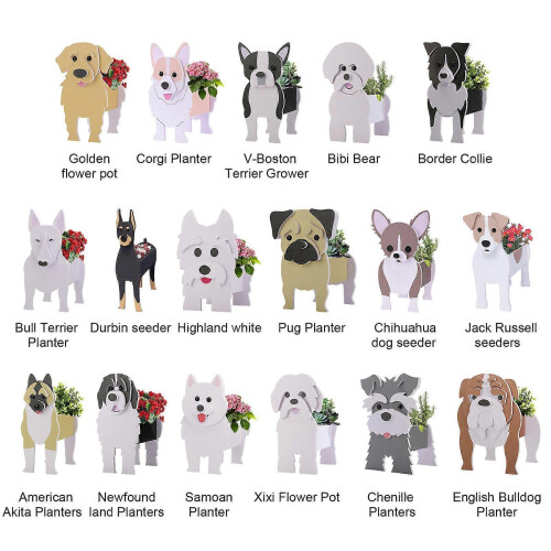 (Multicolor, Bibi Bear) Fioriera a forma di cane, facile da assemblare, per uso esterno e interno. 2