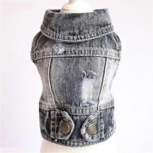 (L, style 8) Cat Denim Vest Puppy Jacket Casual Jeans Coat for Small Dogs Chihuahua French Bulldog