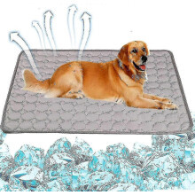 (Gray, XL) Dog Cooling Mat Sleeping Cooling Pad Washable Ice Silk Cool Blanket For Kennel Sofa Bed