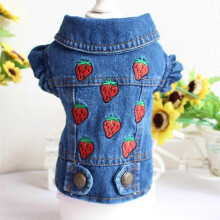 (L, style 2) Cat Denim Vest Puppy Jacket Casual Jeans Coat for Small Dogs Chihuahua French Bulldog