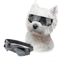 (Black) Dog Goggles UV Protection Adjustable Straps Windproof Anti-fog for Small/Medium