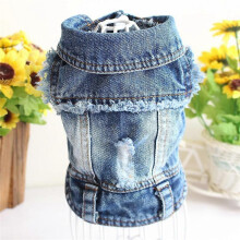 (L, style 3) Cat Denim Vest Puppy Jacket Casual Jeans Coat for Small Dogs Chihuahua French Bulldog