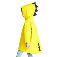 (Yellow) Cartoon Dinosaur Children Fashion Raincoat Size: M