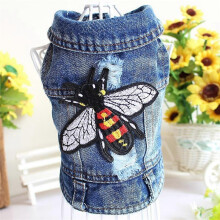 (L, style 4) Cat Denim Vest Puppy Jacket Casual Jeans Coat for Small Dogs Chihuahua French Bulldog