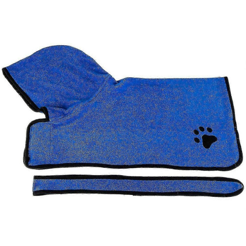 (S) Super Absorbent Microfiber Dog Bathrobe Towel With Adjustable Strap Quick Drying Pet Coat 1