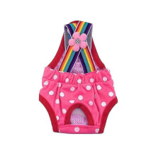 (Polka Dot Pink, M) Mutandine igieniche per cagnoline, a pois e righe, confezione da 2