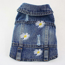 (L, style 14) Cat Denim Vest Puppy Jacket Casual Jeans Coat for Small Dogs Chihuahua French Bulldog