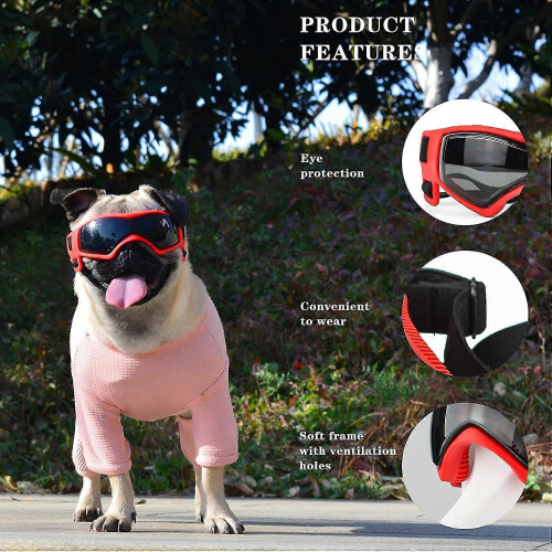 (Red) Gafas de sol UV para perros pequeños/medianos, fáciles de usar. 2