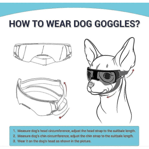 (Gold) Dog Goggles UV Protection Adjustable Straps Windproof Anti-fog for Small/Medium 2