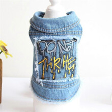 (S, style 11) Cat Denim Vest Puppy Jacket Casual Jeans Coat for Small Dogs Chihuahua French Bulldog
