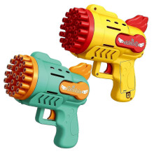 (Yellow) Pistola de burbujas eléctrica automática con luces LED para fiestas infantiles al aire libre y cumpleaños.