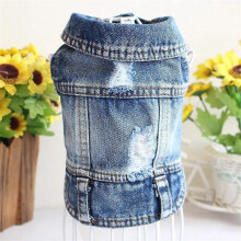 (XS, style 1) Cat Denim Vest Puppy Jacket Casual Jeans Coat for Small Dogs Chihuahua French Bulldog