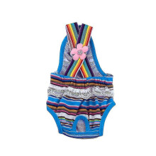 (Striped Blue, XXS) Pañales sanitarios para perras, ropa interior con estampado de lunares y rayas, paquete de 2