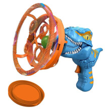 (Blue) Macchina per bolle di sapone a forma di dinosauro, ventilatore elettrico, mulino a vento, giocattolo estivo da spiaggia per bambini