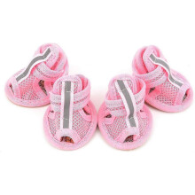(Pink, Size 5) 4pcs Summer Breathable Mesh Puppy Sandals Non Slip Paw Protectors for Small Pets