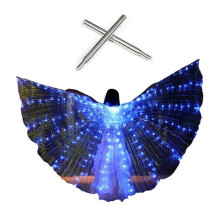 (Blue) Alas de baile LED brillantes con mástil telescópico para actuaciones en escenarios.