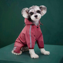 (Pink, XL) Hooded Reflective Waterproof Raincoat for Dogs Cats Outdoor Pet Jacket