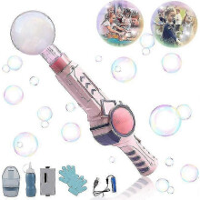 (Pink) Macchina per bolle di fumo elastico, soffiatore di bolle di fumo magico automatico