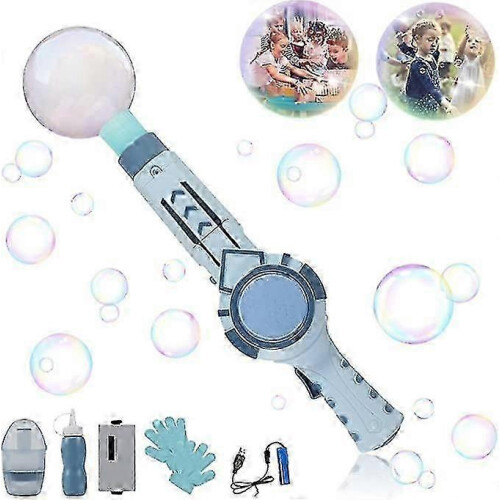 (Blue) Elastic Smog Bubble Machine Automatic Magic Smoke Bubble Blower Machine