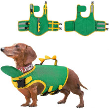 (XS) Adjustable Cute Dinosaur Dog Life Jacket with Rescue Handle S M L Dogs Swimming Boating