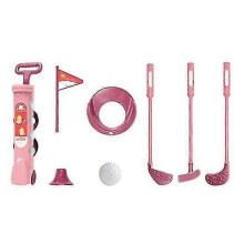 (pink) Juego de golf infantil con 1 palo, 4 pelotas, bandera, hoyos de práctica y putter. Para padres e hijos. Para uso en interiores y exteriores.
