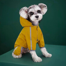 (Yellow, M) Hooded Reflective Waterproof Raincoat for Dogs Cats Outdoor Pet Jacket