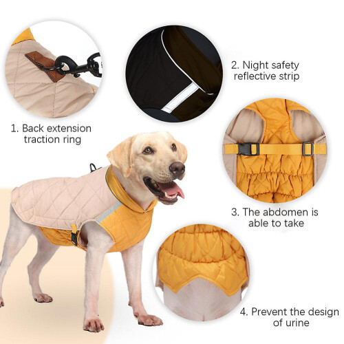 (Rice Yellow, L) Warm Pullover Dog Jacket for Small Medium Large Dogs 2