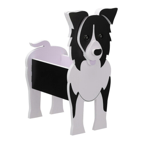 (Multicolor, Border Collie) Fioriera a forma di cane, facile da assemblare, per uso esterno e interno. 1