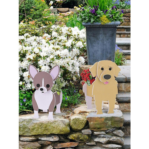 (Multicolor, Chenille Planters) Fioriera a forma di cane, facile da assemblare, per uso esterno e interno. 1