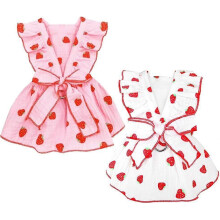 (Medium) 2 Pack Strawberry D-Ring Dog Dresses Sleeveless Pet Clothes for Small Dog Cat Chihuahua