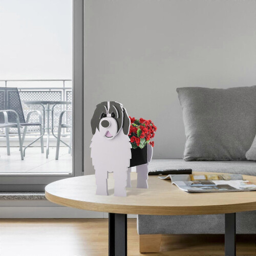 (Multicolor, Newfoundland Planters) Fioriera a forma di cane, facile da assemblare, per uso esterno e interno. 1
