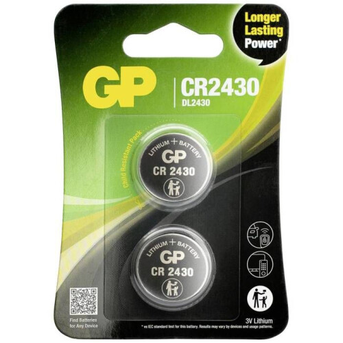 Knopcel CR 2430 lithium GP 300 mAh 3 V 2 stuks 2