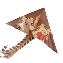 (Brown) Exquisita cometa triangular colorida con diseño de dibujos animados, duradera y fácil de volar, ideal para principiantes, niños y adultos.