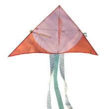 (Orange) Exquisita cometa triangular colorida con diseño de dibujos animados, duradera y fácil de volar, ideal para principiantes, niños y adultos.