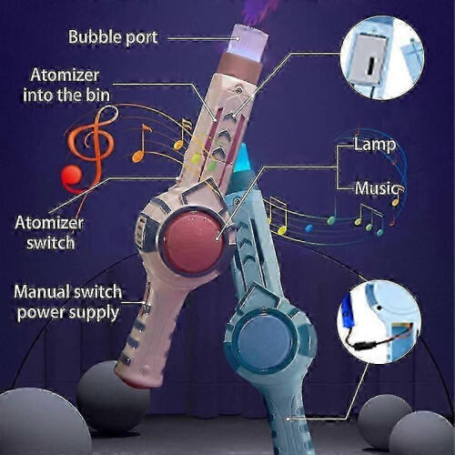 (Blue) Elastic Smog Bubble Machine Automatic Magic Smoke Bubble Blower Machine 2