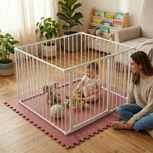 (White, 105 x 105cm) Safetots Play Den, 70cm High, with Soft Foam Play Mat