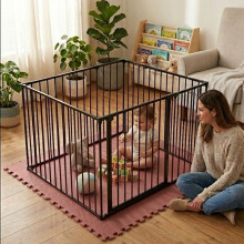 (Black, 105 x 105cm) Safetots Play Den, 70cm High, with Soft Foam Play Mat