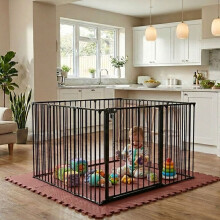 (Black, 105 x 144cm) Safetots Play Den, 70cm High, with Soft Foam Play Mat