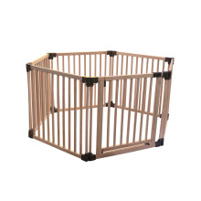 (Natural, Hexagon (6 x 80cm)) Safetots Wooden Play Den Natural Wood, 76cm High, with Soft Foam Play Mat