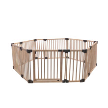 (Natural, Hexagon (6 x 120cm)) Safetots Wooden Play Den Natural Wood, 76cm High, with Soft Foam Play Mat