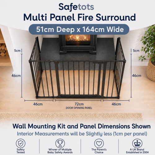 Safetots (46D x 164W cm) Safetots Multi Panel Fire Surround Black 2