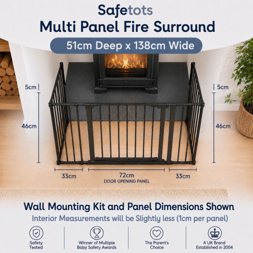 Safetots (46D x 138W cm) Safetots Multi Panel Fire Surround Black 2
