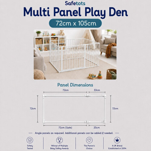 Safetots (72cm x105cm, White) Safetots Premium Multi Panel Play Den 2