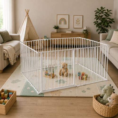Safetots (105cm x 144cm, White) Safetots Premium Multi Panel Play Den 1