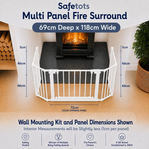 Safetots (69D x 118W cm) Safetots Multi Panel Fire Surround White 2