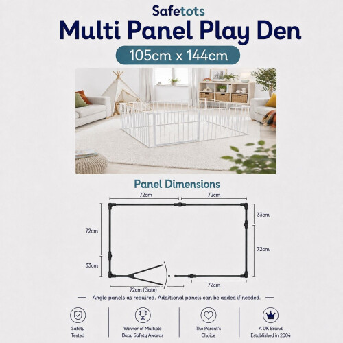 Safetots (105cm x 144cm, White) Safetots Premium Multi Panel Play Den 2