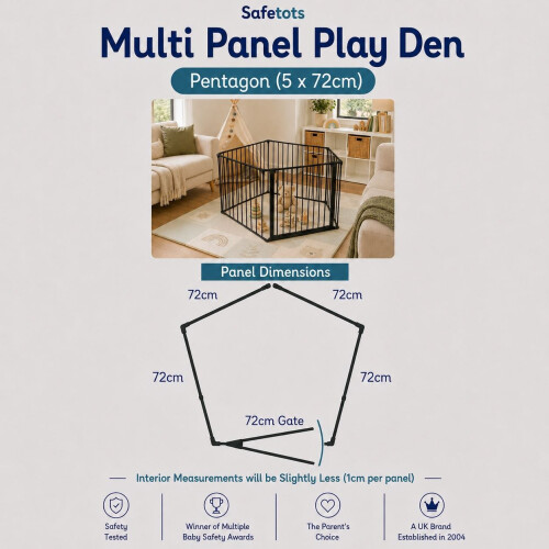 Safetots (5 x 72cm, Black) Safetots Premium Multi Panel Play Den 2