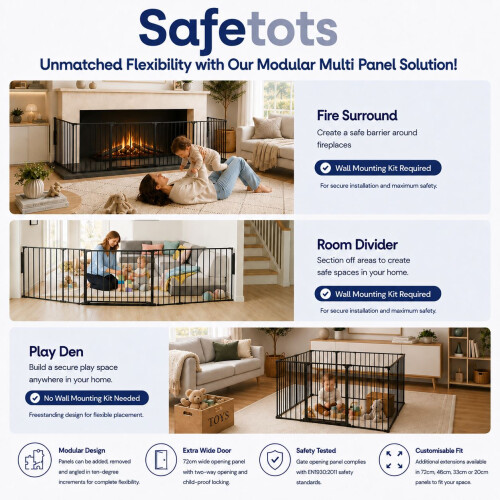 Safetots (105cm x 105cm, Black) Safetots Premium Multi Panel Play Den 2